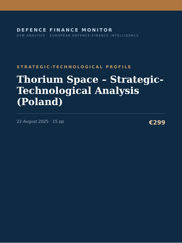 Cover of the DFM report “Thorium Space – Strategic-Technological Analysis (Poland)” — Strategic-Technological Profile, 15-page PDF