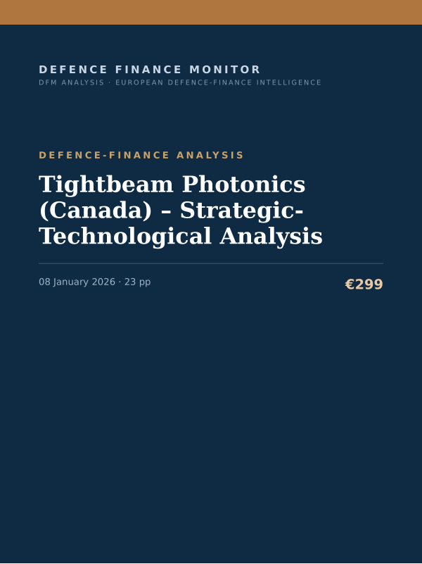 Cover of the DFM report “Tightbeam Photonics (Canada) – Strategic-Technological Analysis” — Defence-Finance Analysis, 23-page PDF