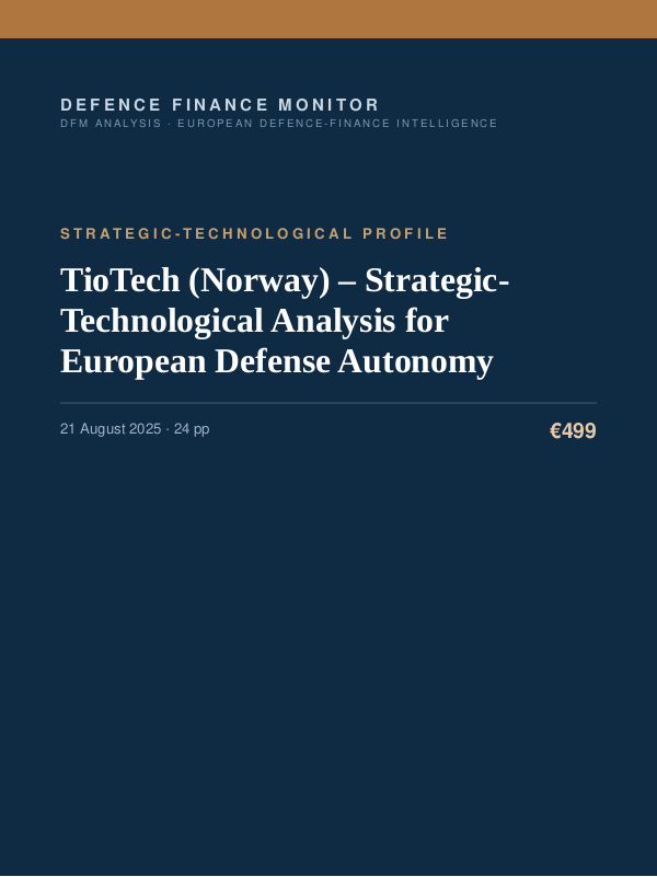 Cover of the DFM report “TioTech (Norway) – Strategic-Technological Analysis for European Defense Autonomy” — Strategic-Technological Profile, 24-page PDF