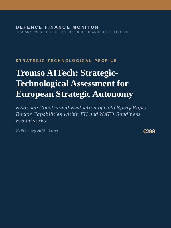 Cover of the DFM report “Tromso AITech: Strategic-Technological Assessment for European Strategic Autonomy” — Strategic-Technological Profile, 14-page PDF