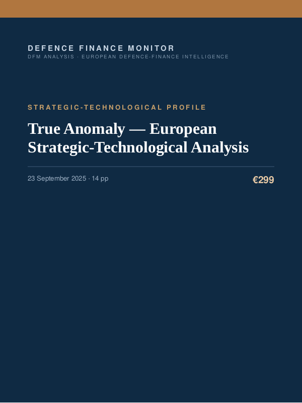 Cover of the DFM report “True Anomaly — European Strategic-Technological Analysis” — Strategic-Technological Profile, 14-page PDF