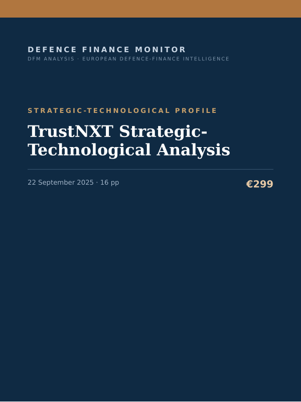 Cover of the DFM report “TrustNXT Strategic-Technological Analysis” — Strategic-Technological Profile, 16-page PDF