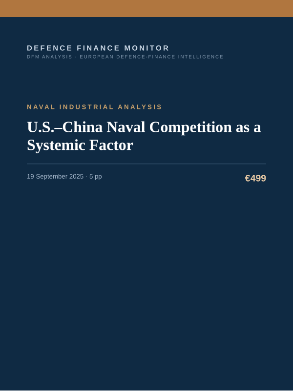 Cover of the DFM report “U.S.–China Naval Competition as a Systemic Factor” — Naval Industrial Analysis, 5-page PDF