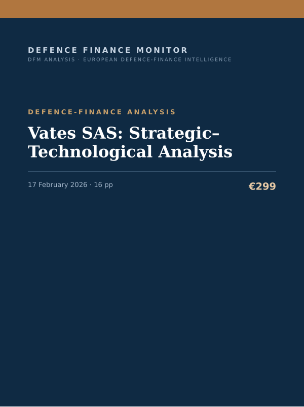 Cover of the DFM report “Vates SAS: Strategic–Technological Analysis” — Defence-Finance Analysis, 16-page PDF