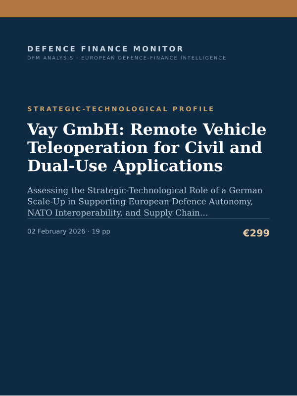 Cover of the DFM report “Vay GmbH: Remote Vehicle Teleoperation for Civil and Dual-Use Applications” — Strategic-Technological Profile, 19-page PDF