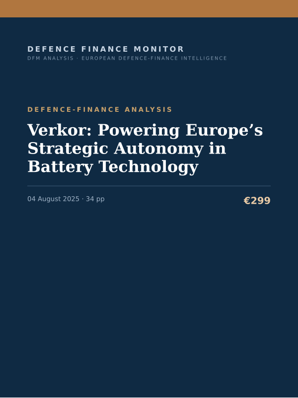 Cover of the DFM report “Verkor: Powering Europe’s Strategic Autonomy in Battery Technology” — Defence-Finance Analysis, 34-page PDF