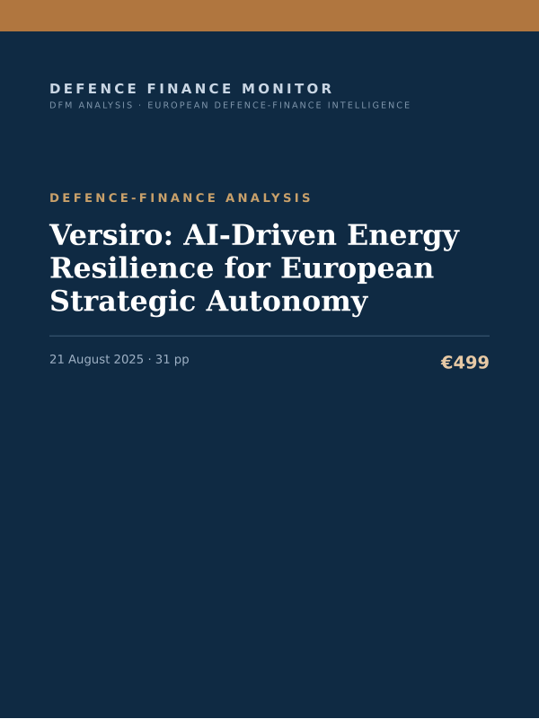 Cover of the DFM report “Versiro: AI-Driven Energy Resilience for European Strategic Autonomy” — Defence-Finance Analysis, 31-page PDF