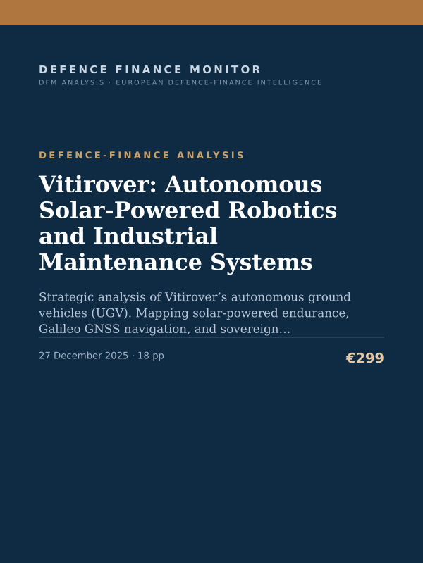 Cover of the DFM report “Vitirover: Autonomous Solar-Powered Robotics and Industrial Maintenance Systems” — Defence-Finance Analysis, 18-page PDF