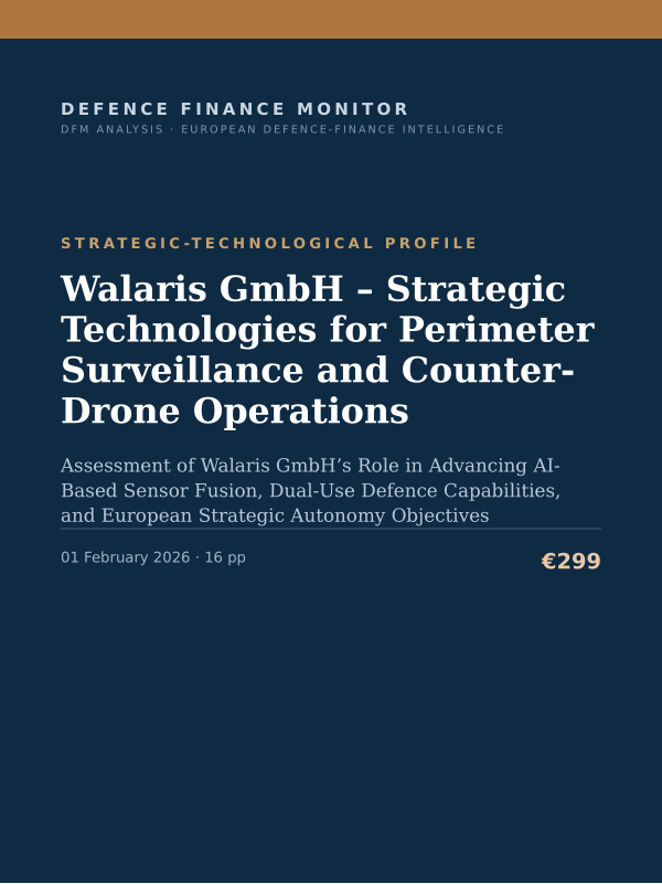 Cover of the DFM report “Walaris GmbH – Strategic Technologies for Perimeter Surveillance and Counter-Drone Operations” — Strategic-Technological Profile, 16-page PDF