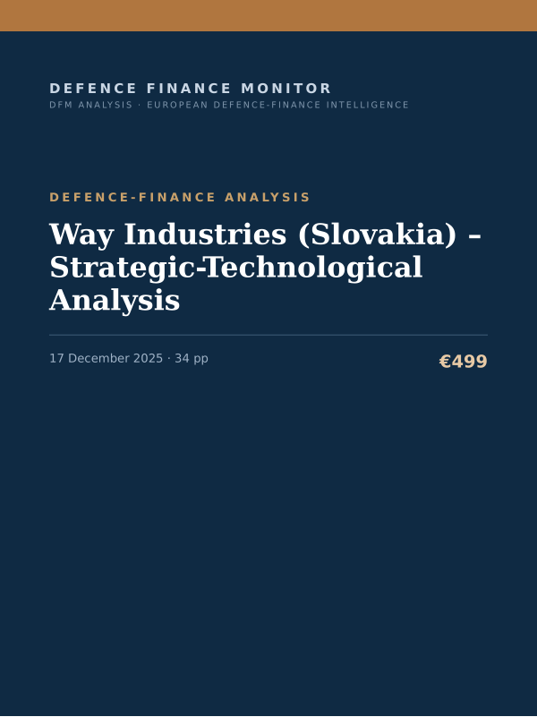 Cover of the DFM report “Way Industries (Slovakia) – Strategic-Technological Analysis” — Defence-Finance Analysis, 34-page PDF