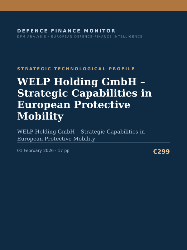 Cover of the DFM report “WELP Holding GmbH – Strategic Capabilities in European Protective Mobility” — Strategic-Technological Profile, 17-page PDF