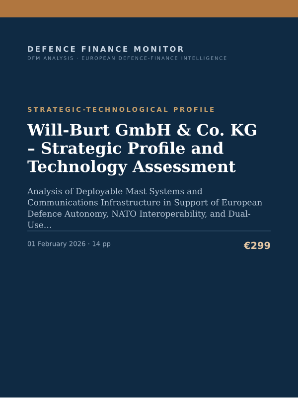 Cover of the DFM report “Will-Burt GmbH & Co. KG – Strategic Profile and Technology Assessment” — Strategic-Technological Profile, 14-page PDF