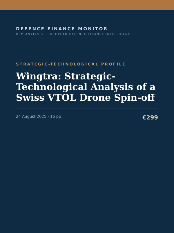 Cover of the DFM report “Wingtra: Strategic-Technological Analysis of a Swiss VTOL Drone Spin-off” — Strategic-Technological Profile, 16-page PDF