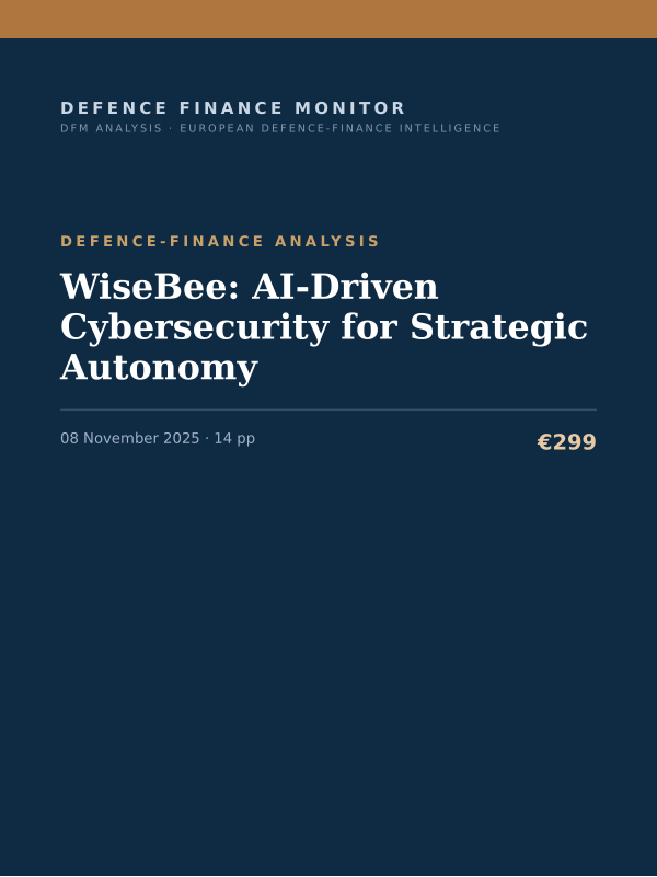 Cover of the DFM report “WiseBee: AI-Driven Cybersecurity for Strategic Autonomy” — Defence-Finance Analysis, 14-page PDF