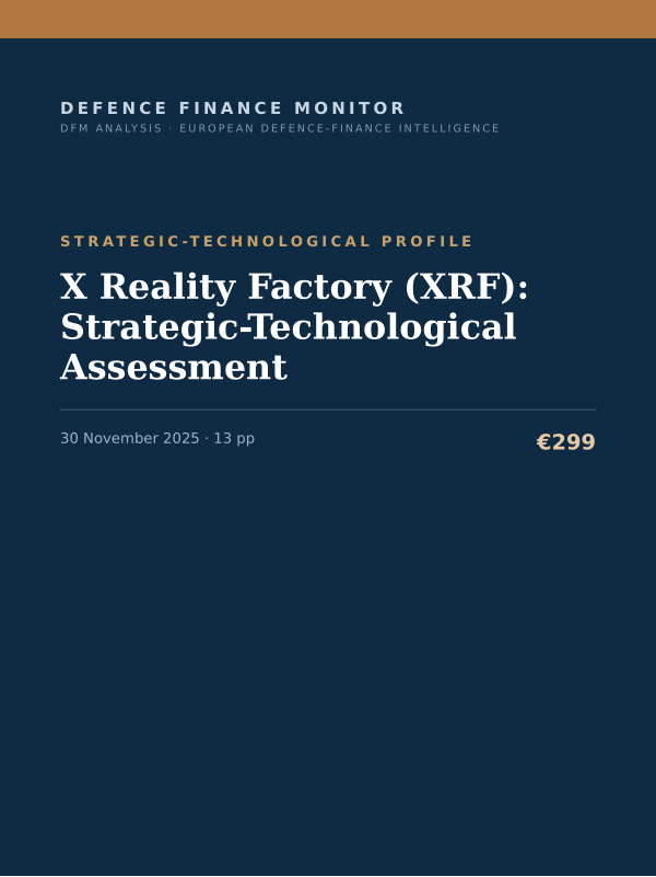 Cover of the DFM report “X Reality Factory (XRF): Strategic-Technological Assessment” — Strategic-Technological Profile, 13-page PDF