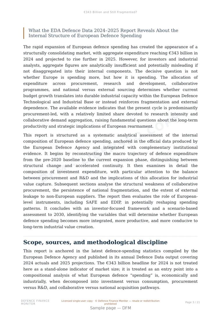 Sample page from “€343 Billion and Still Fragmented?” — 22-page report