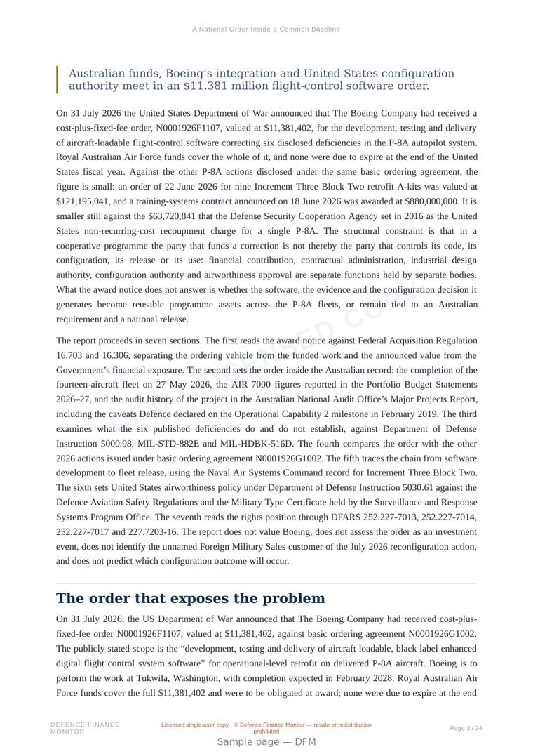 Sample page from “A National Order Inside a Common Baseline” — 25-page report