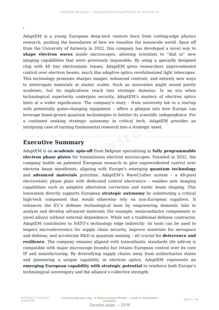 Sample page from “AdaptEM” — 31-page report