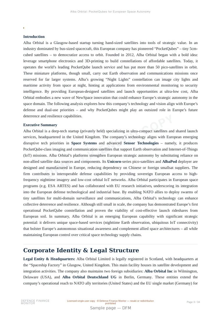 Sample page from “Alba Orbital: PocketQubes for European Space Autonomy” — 35-page report