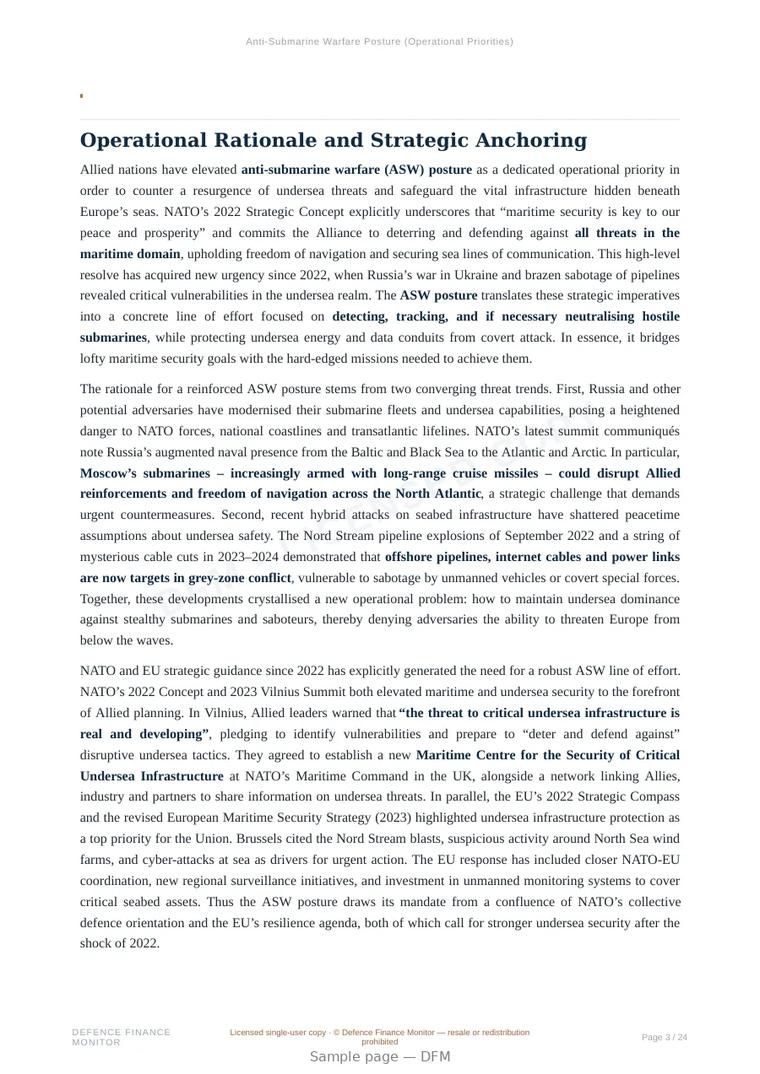 Sample page from “Anti-Submarine Warfare Posture (Operational Priorities)” — 25-page report