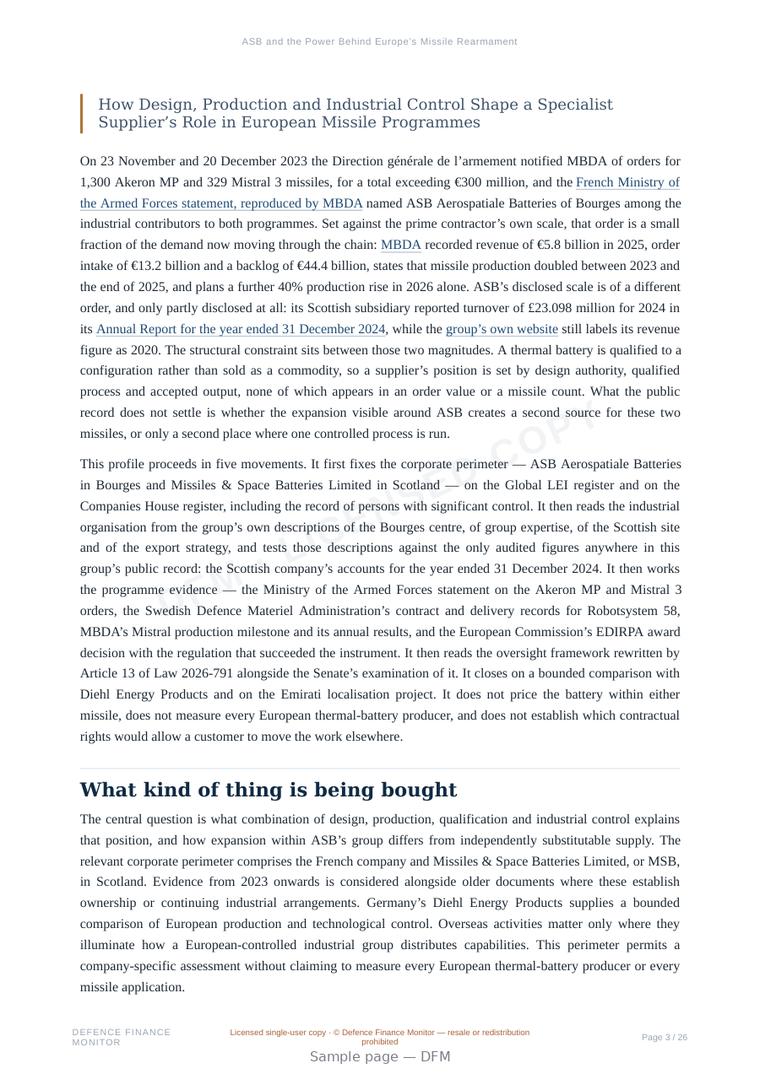 Sample page from “ASB and the Power Behind Europe’s Missile Rearmament” — 27-page report