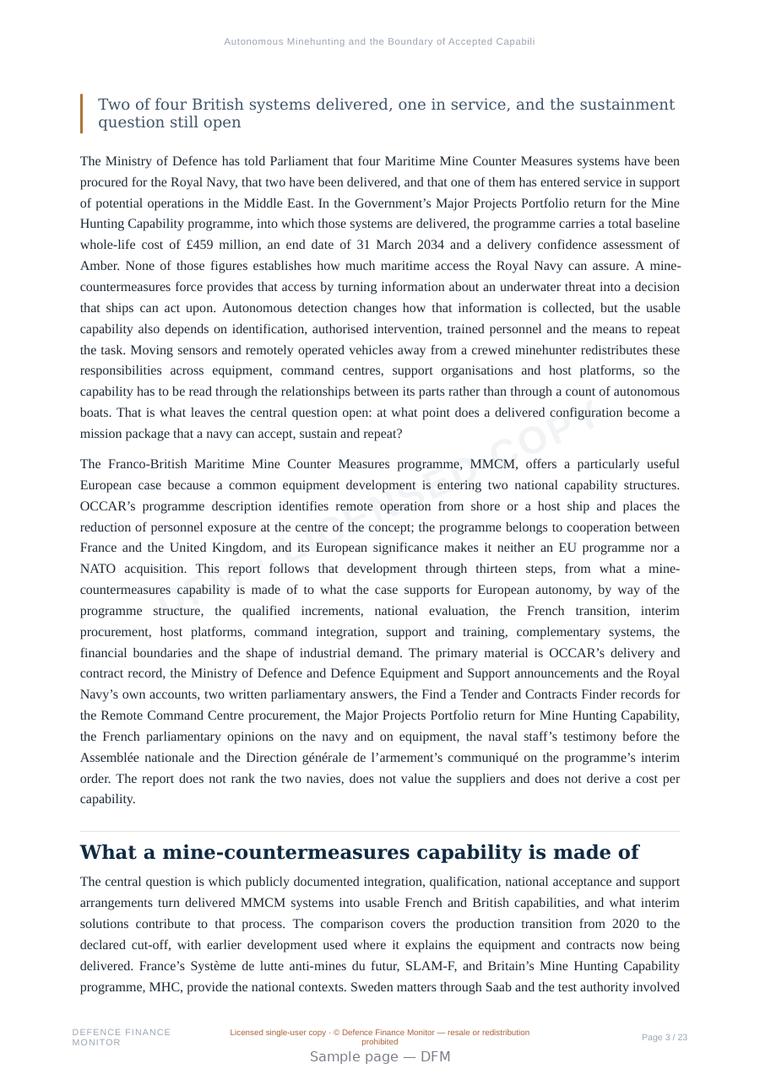 Sample page from “Autonomous Minehunting and the Boundary of Accepted Capability” — 24-page report