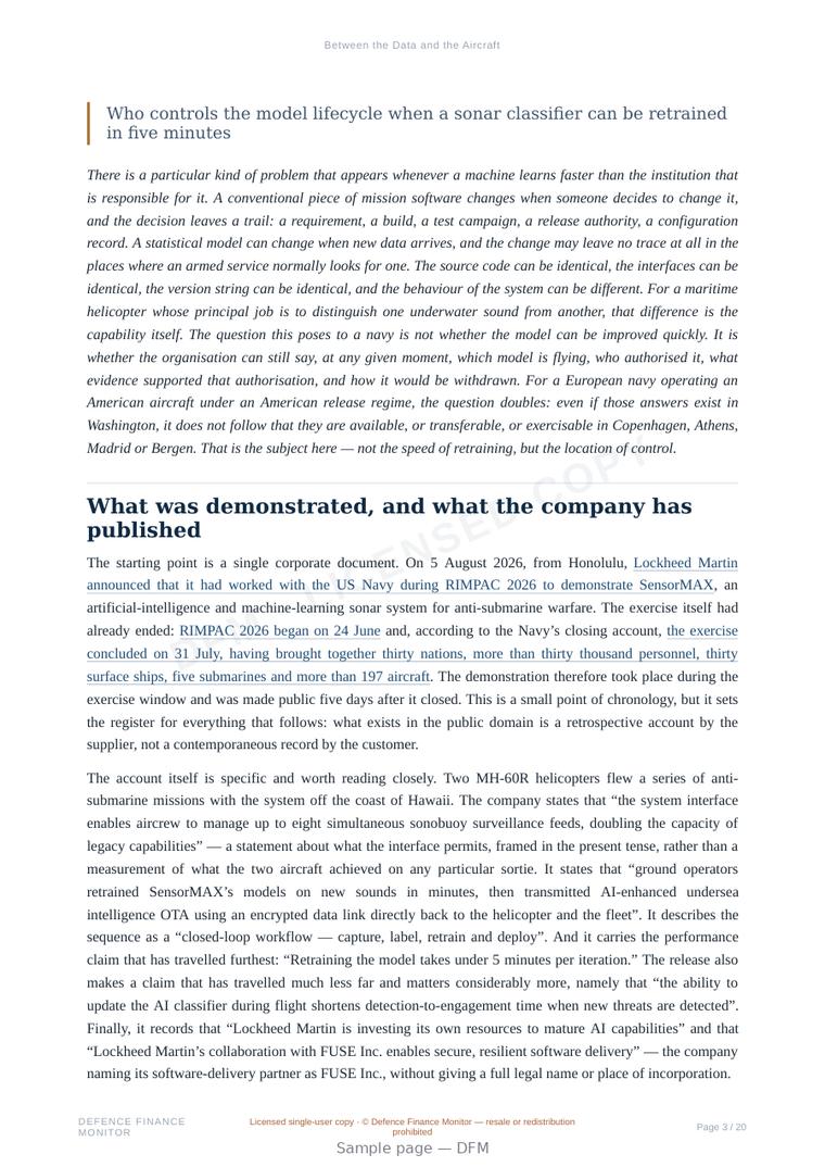 Sample page from “Between the Data and the Aircraft” — 21-page report