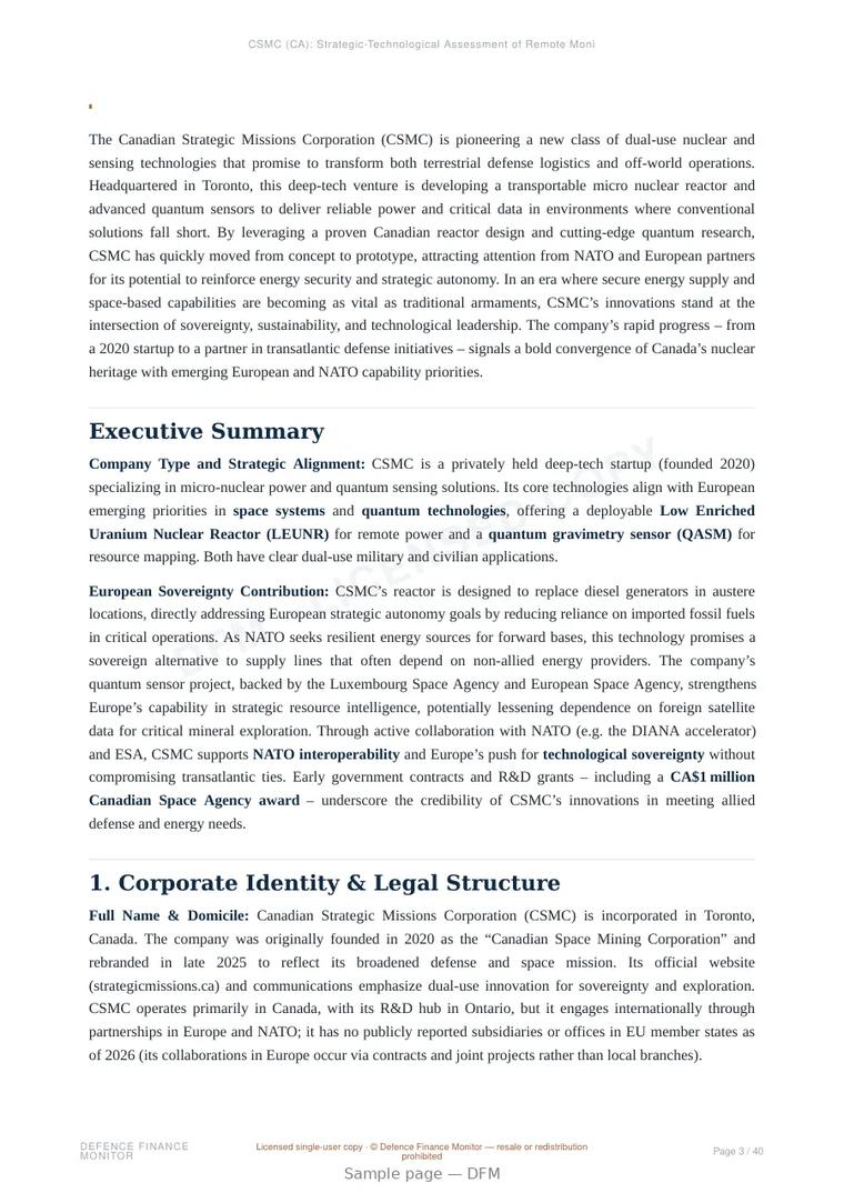 Sample page from “CSMC (CA): Strategic-Technological Assessment of Remote Monitoring for Modular Micro Nuclear Reactors” — 41-page report