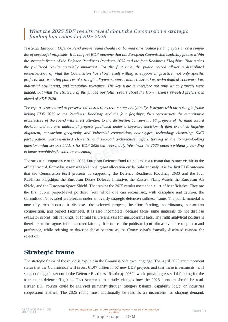 Sample page from “EDF 2025 Awards Decoded” — 17-page report