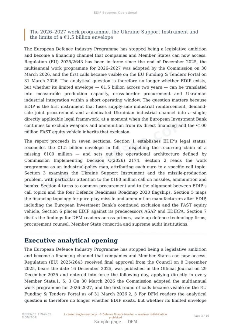 Sample page from “EDIP Becomes Operational” — 17-page report