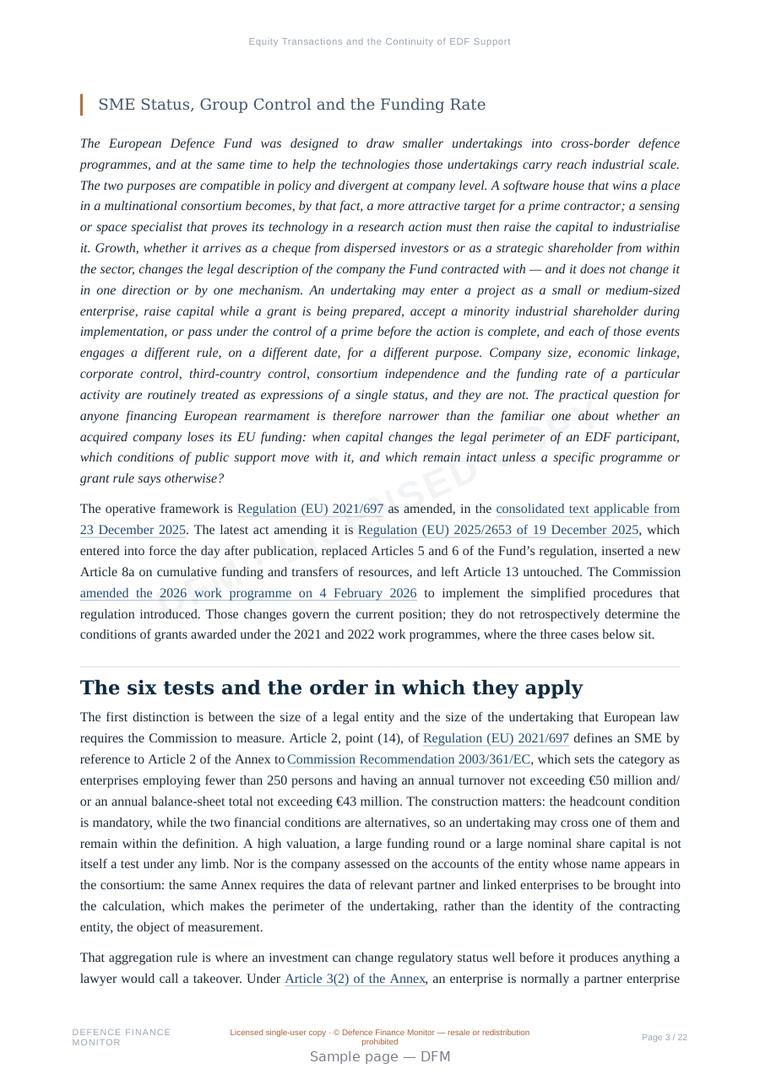 Sample page from “Equity Transactions and the Continuity of EDF Support” — 23-page report
