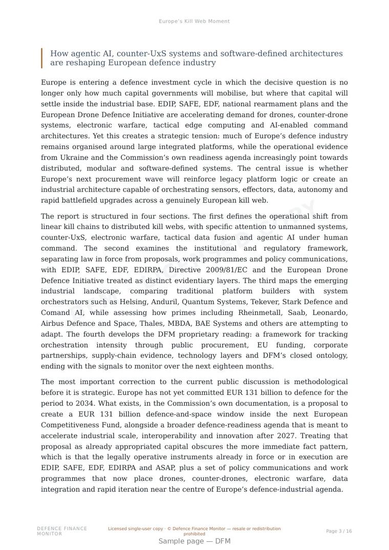 Sample page from “Europe’s Kill Web Moment” — 17-page report