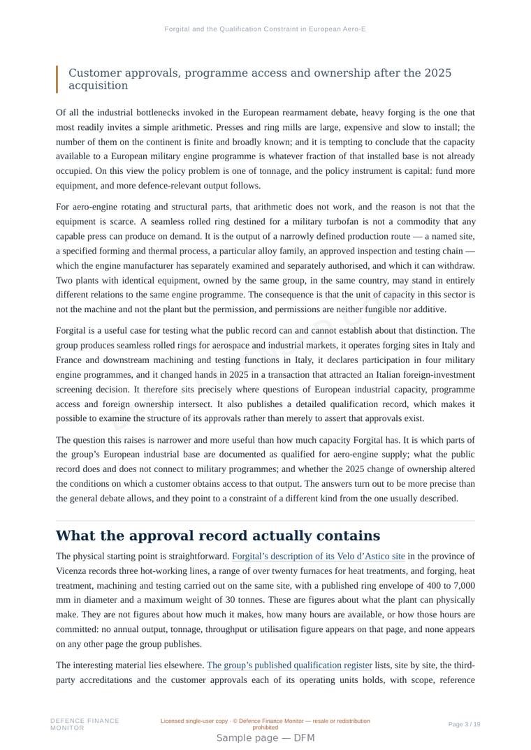 Sample page from “Forgital and the Qualification Constraint in European Aero-Engine Forging” — 20-page report