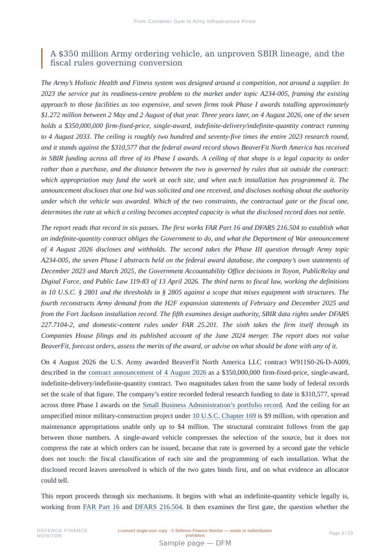 Sample page from “From Container Gym to Army Infrastructure Prime” — 24-page report