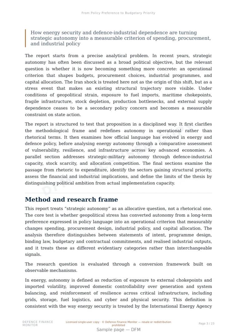 Sample page from “From Policy Preference to Budgetary Priority” — 24-page report