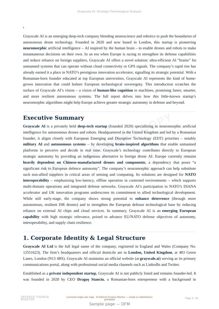 Sample page from “Grayscale AI — United Kingdom edge ai inference company” — 25-page report