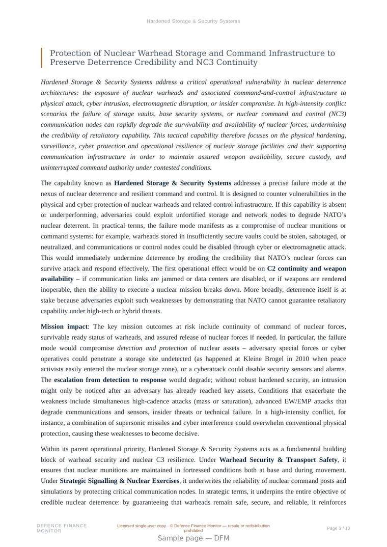 Sample page from “Hardened Storage & Security Systems” — 11-page report