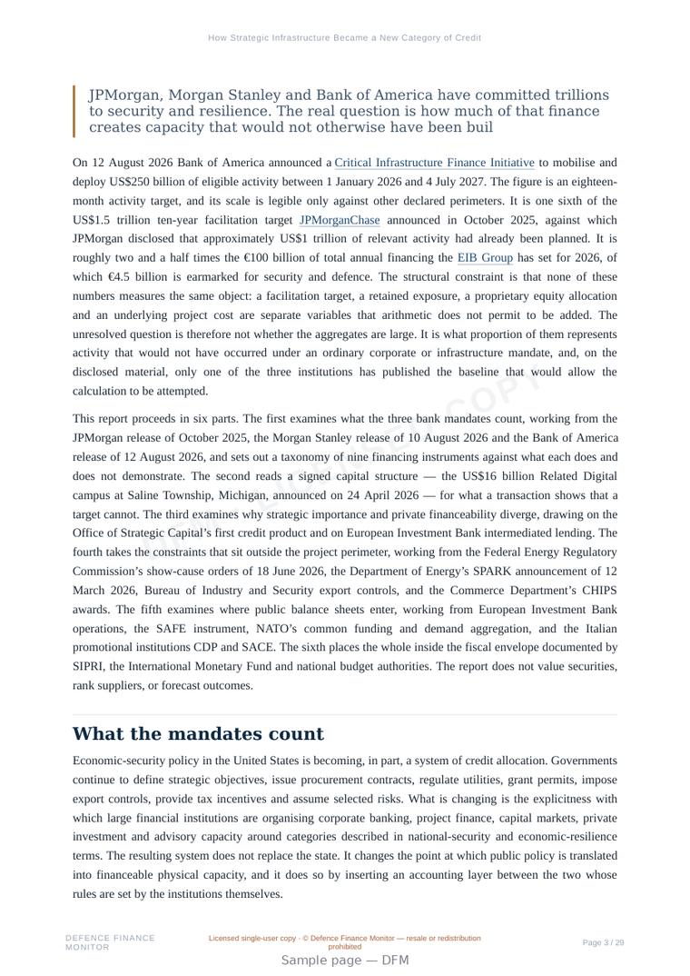 Sample page from “How Strategic Infrastructure Became a New Category of Credit” — 30-page report