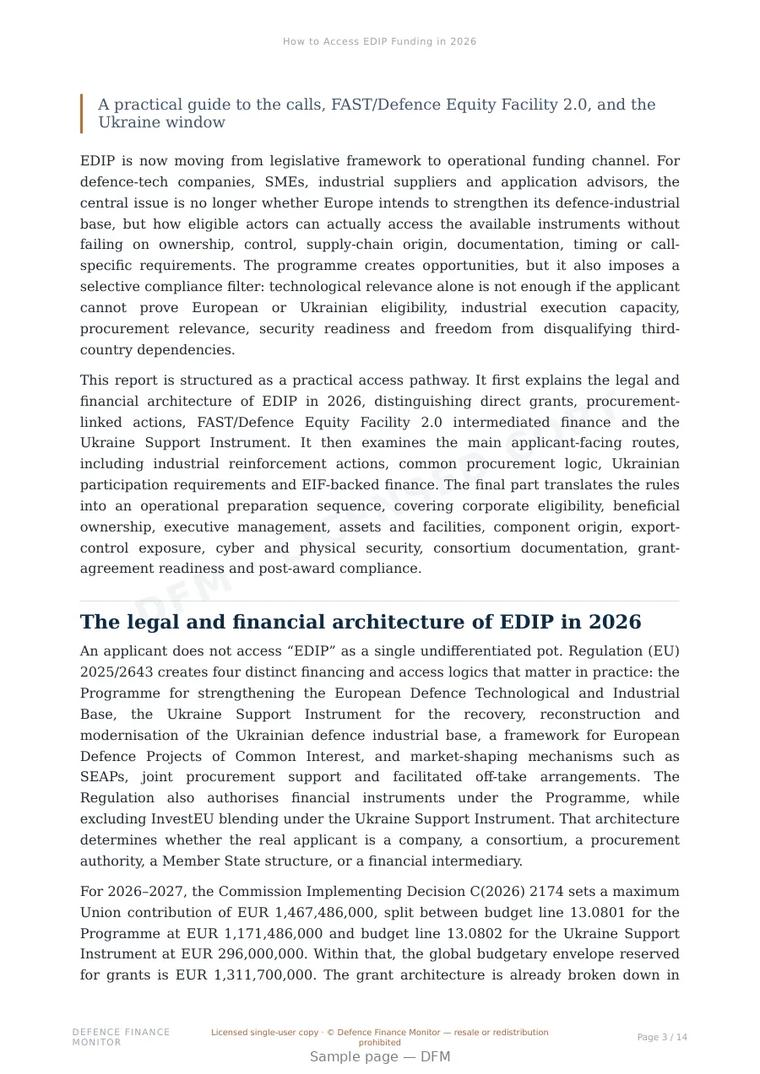 Sample page from “How to Access EDIP Funding in 2026” — 15-page report