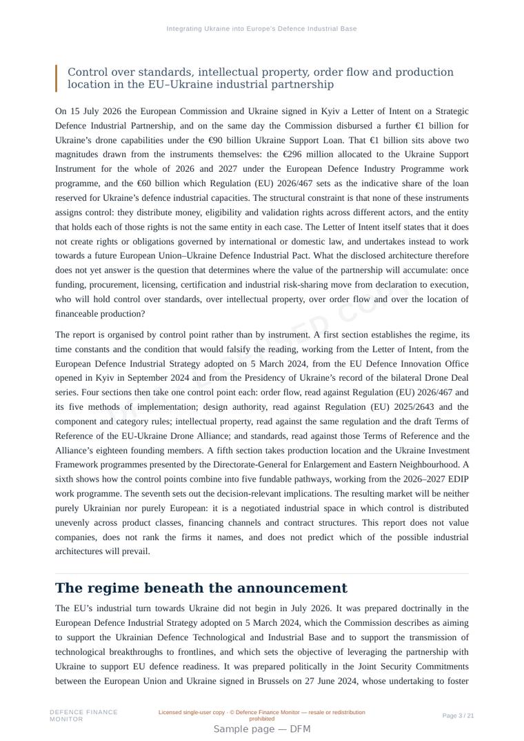 Sample page from “Integrating Ukraine into Europe’s Defence Industrial Base” — 22-page report