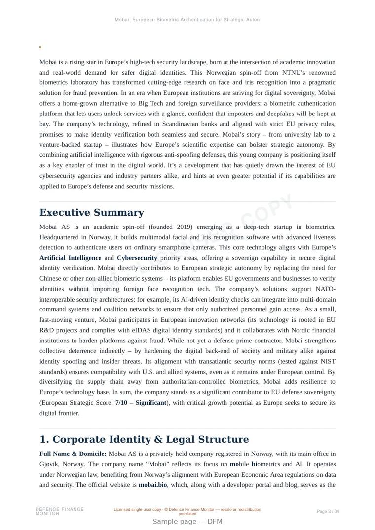 Sample page from “Mobai: European Biometric Authentication for Strategic Autonomy” — 35-page report