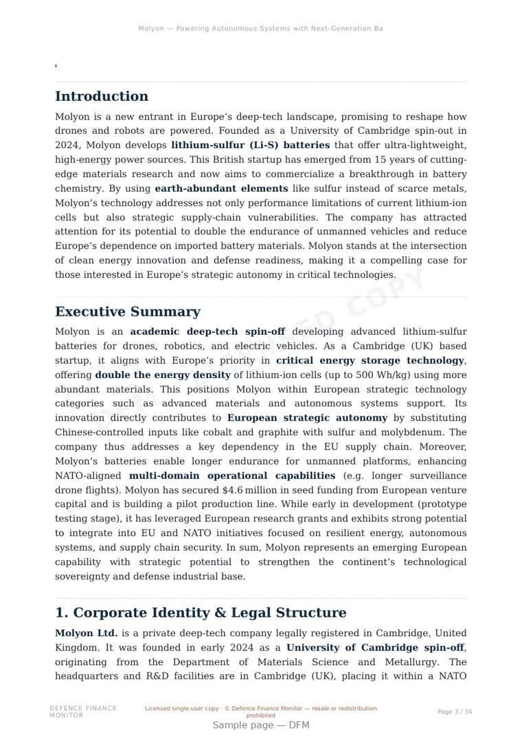 Sample page from “Molyon — Powering Autonomous Systems with Next-Generation Batteries” — 35-page report