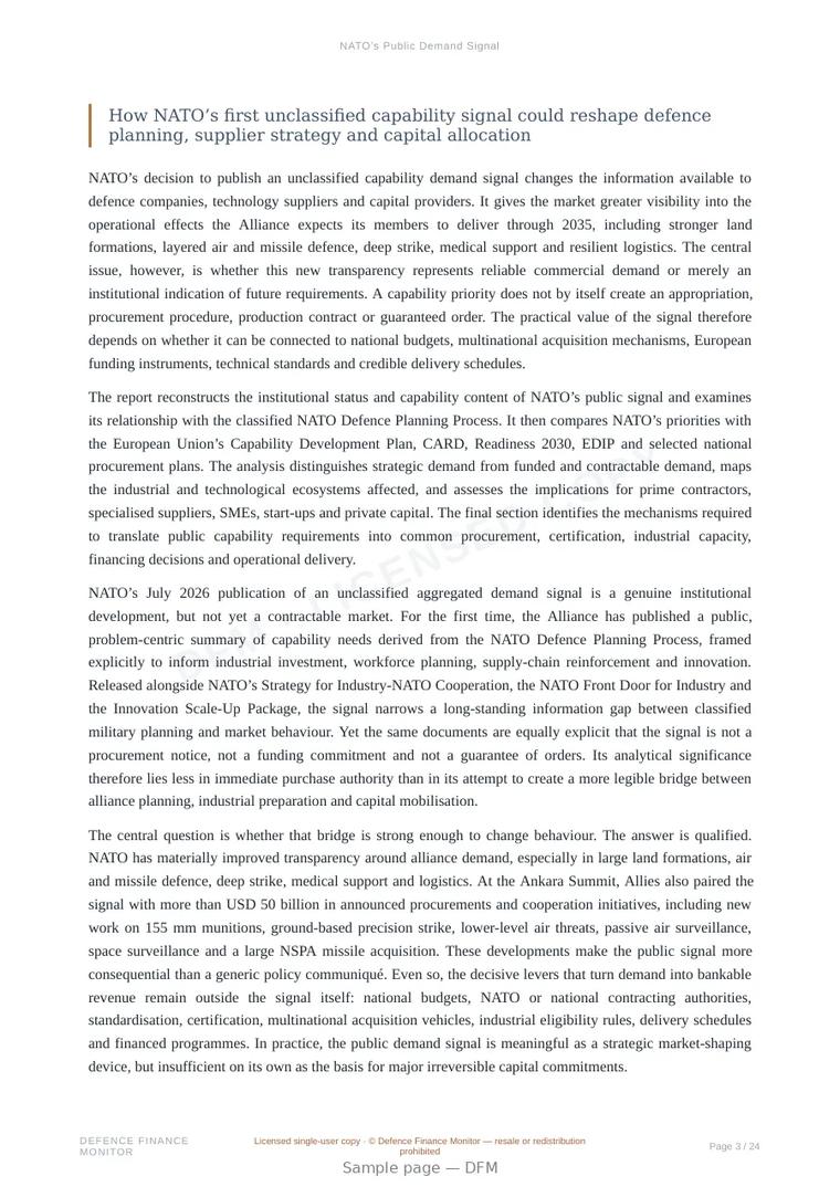 Sample page from “NATO’s Public Demand Signal” — 25-page report