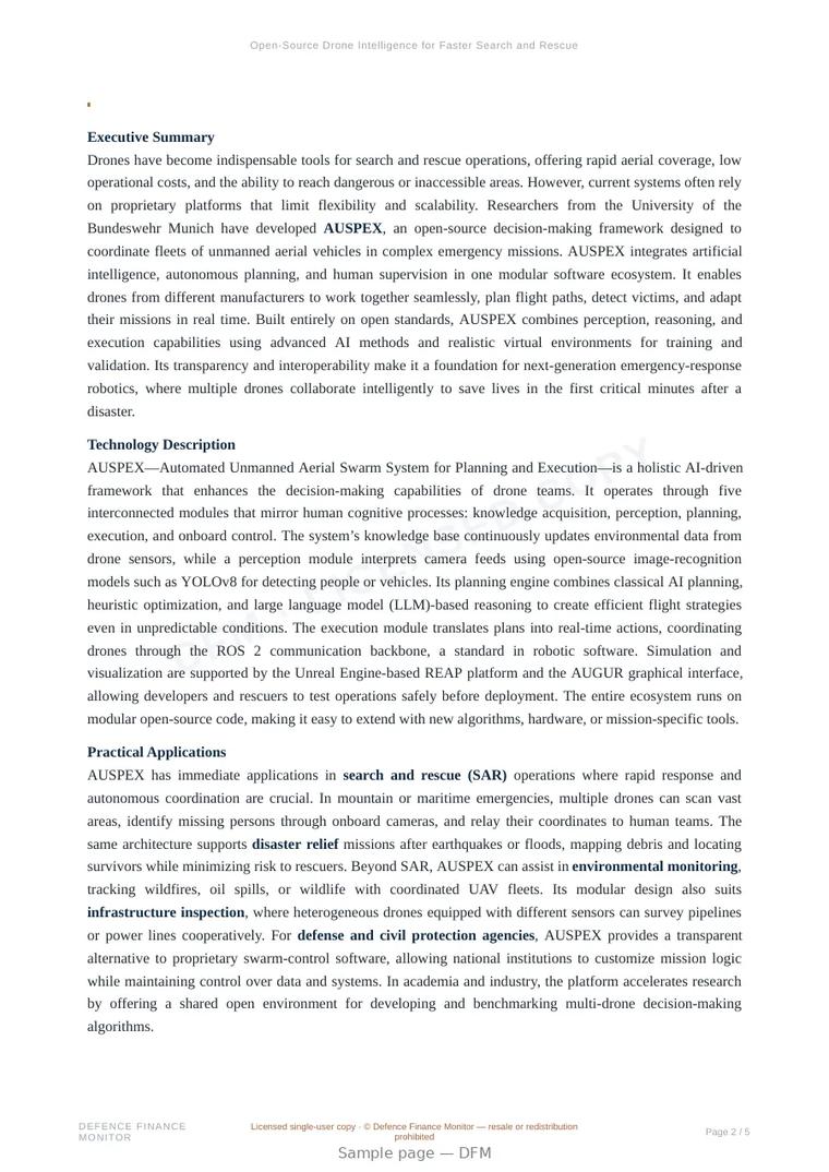 Sample page from “Open-Source Drone Intelligence for Faster Search and Rescue” — 6-page report
