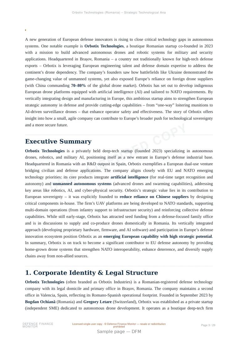 Sample page from “Orbotix Technologies (Romania) – Strategic Technological Analysis” — 30-page report