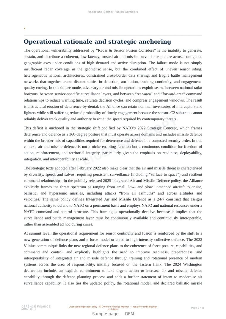 Sample page from “Radar and Sensor Fusion Corridors” — 16-page report
