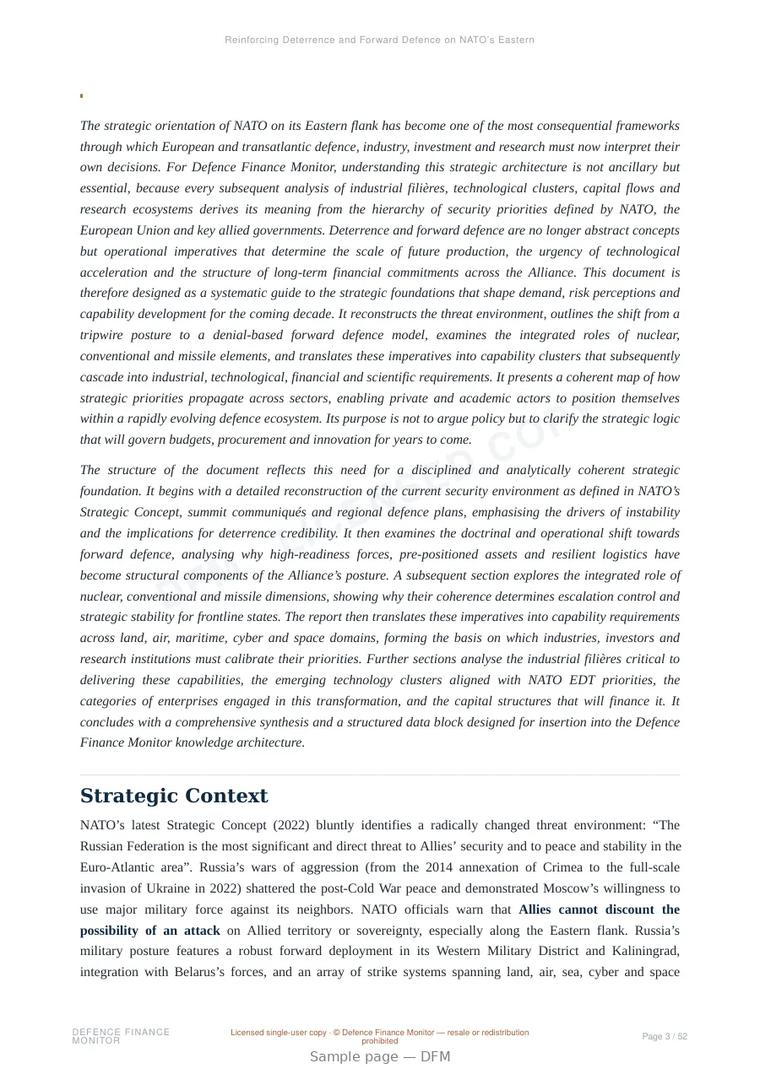Sample page from “Reinforcing Deterrence and Forward Defence on NATO’s Eastern Flank” — 53-page report