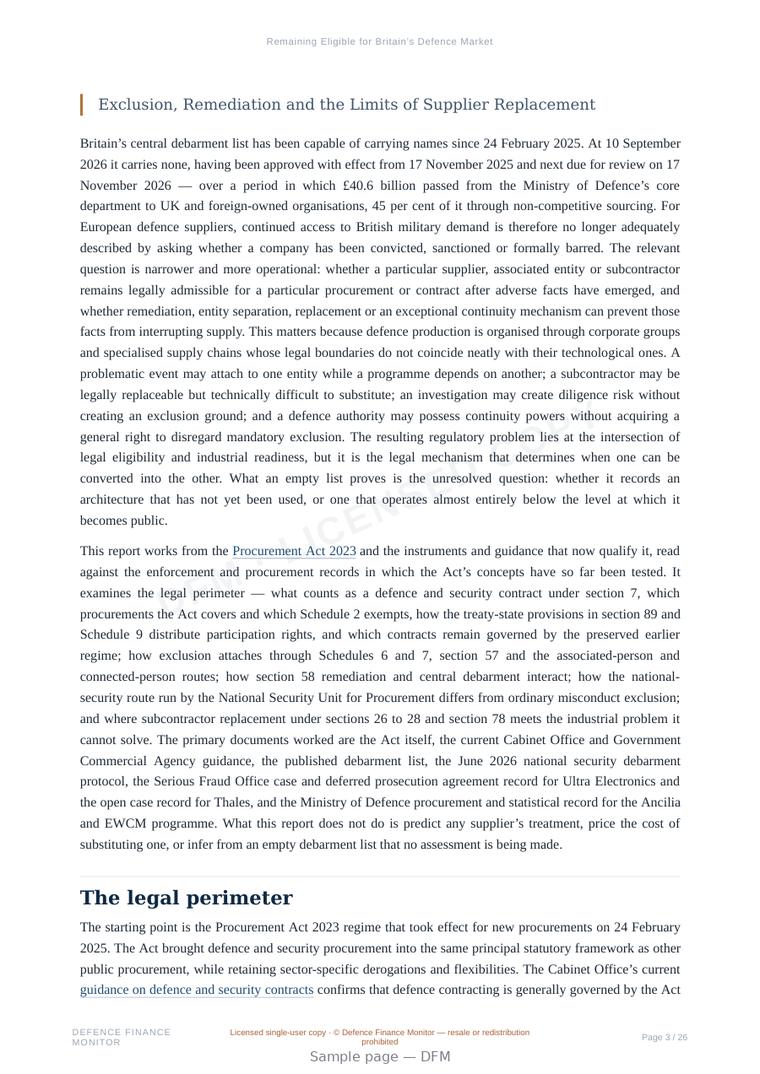 Sample page from “Remaining Eligible for Britain’s Defence Market” — 27-page report