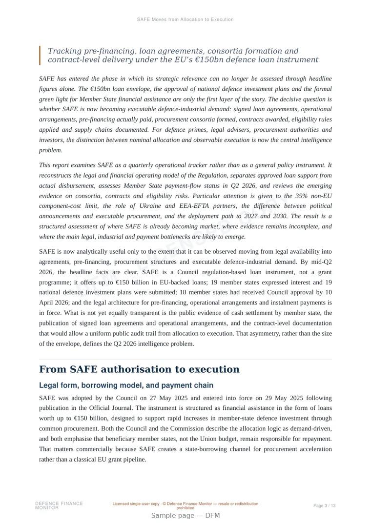 Sample page from “SAFE Moves from Allocation to Execution” — 14-page report