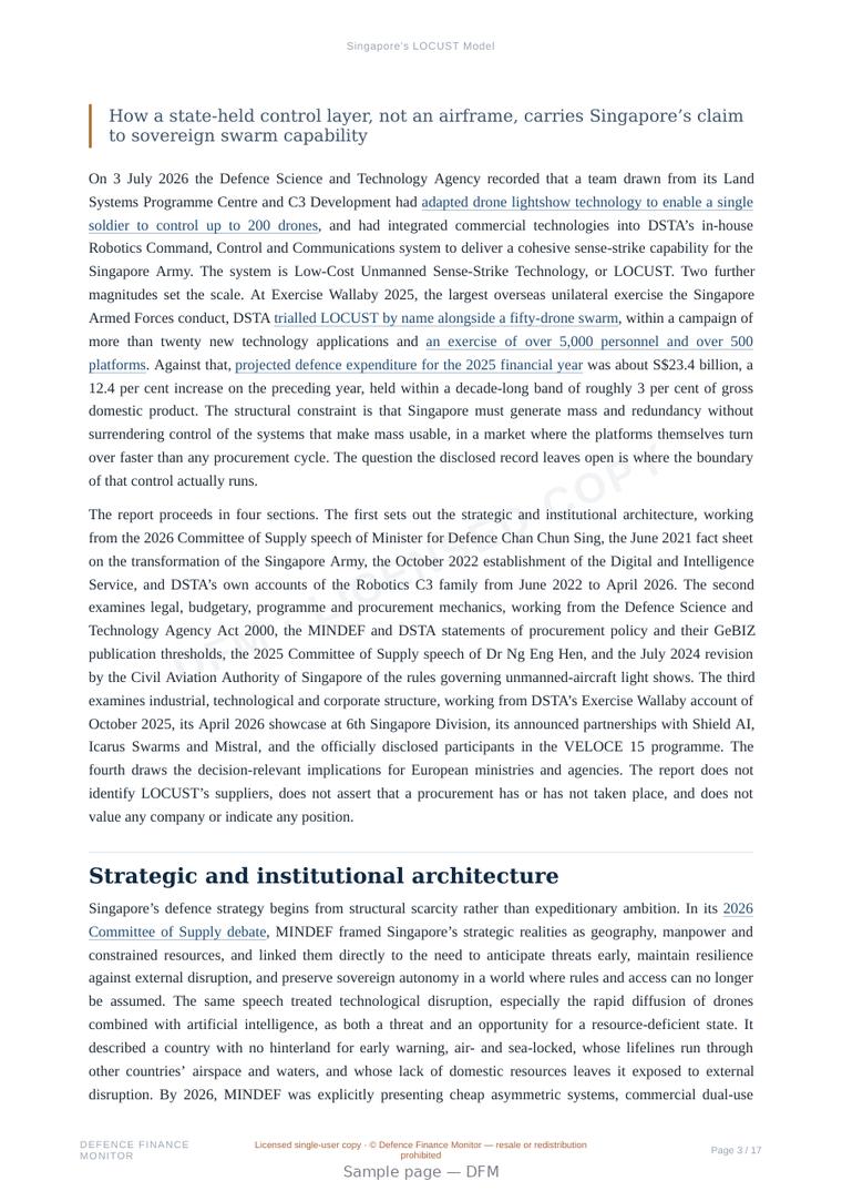 Sample page from “Singapore’s LOCUST Model” — 18-page report